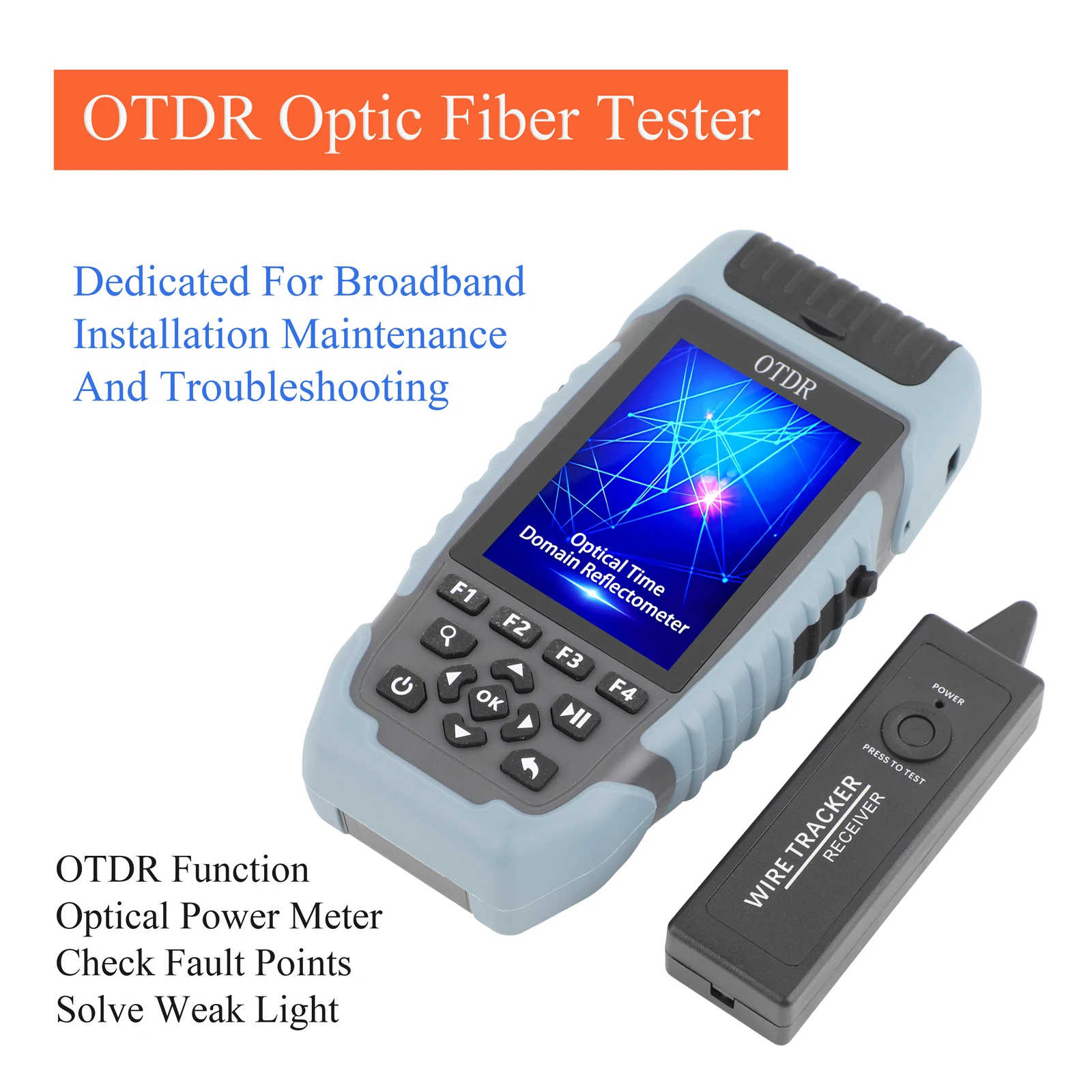Multifunction OTDR  fiber tester 1310/1550nm FC/SC Connector, 24/22dB Dynamic Range, 3M-64km, Built-in OPM VFL OLS RJ45