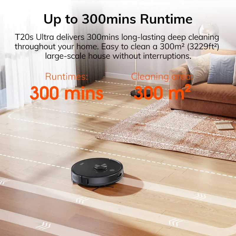 Aspiradora Robótica ILIFE T20s Ultra con Estación de Autovaciado, Succión de 10000 Pa, Batería de 4600 mAh, Tiempo de Funcionamiento Máximo de 300 Minutos 7