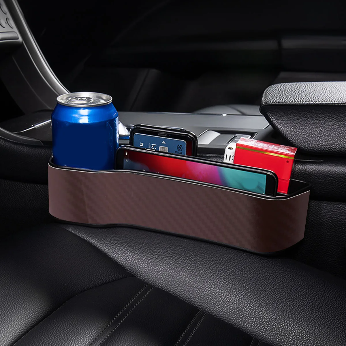 

2Pcs ABS Car Seat Box Practical Storage Organizer Sleek Style for Car (Brown, Driver & Passenger Front Style)