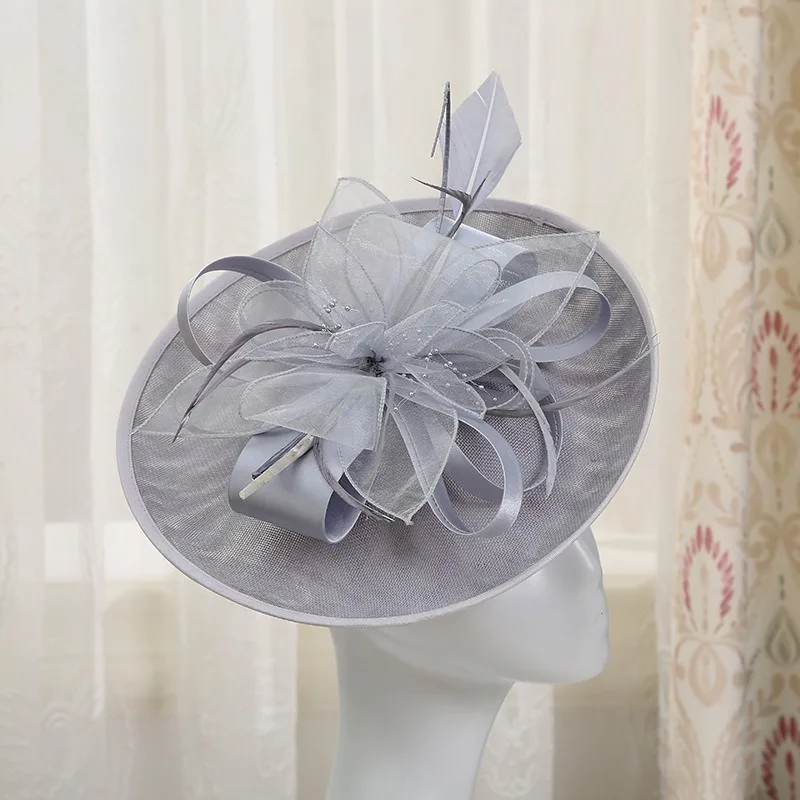 Big Derby Fascinators For Women Elegant  Wedding Chapéu Fascinator de casamento Sinamay Hat Base Millinery Church Hats Ladies