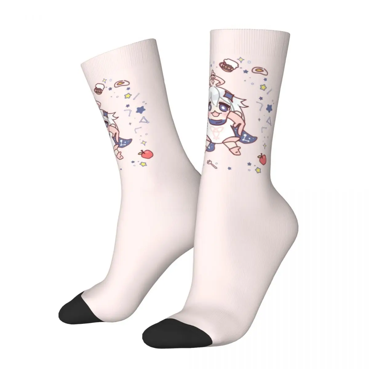 Autumn Winter Cool Men's Women's Genshiin Impact Chibi Paimon The Great Emergency Food Socks Non-slip Crew Socks