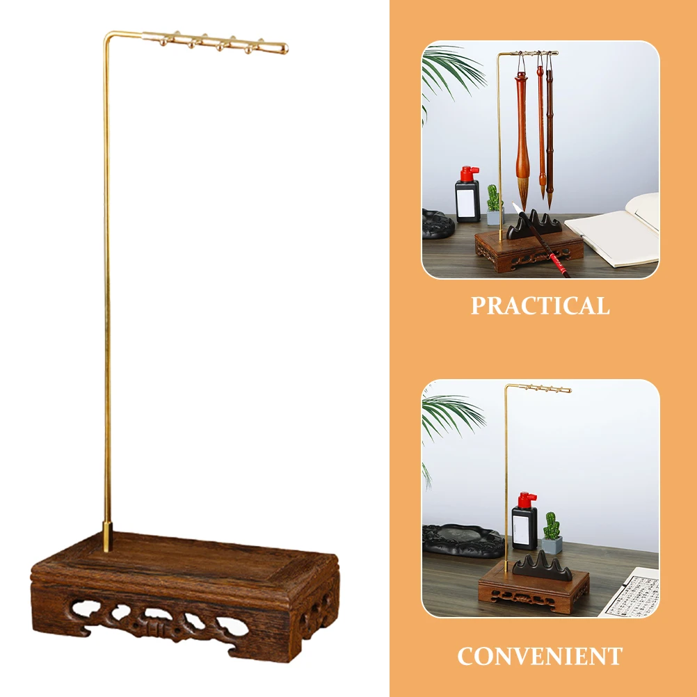 

Chicken Wing Wood Pen Hanging Painting Tools for Artists Rack Chinese Calligraphy Brush Holder Hanger Desk Stand Pencil