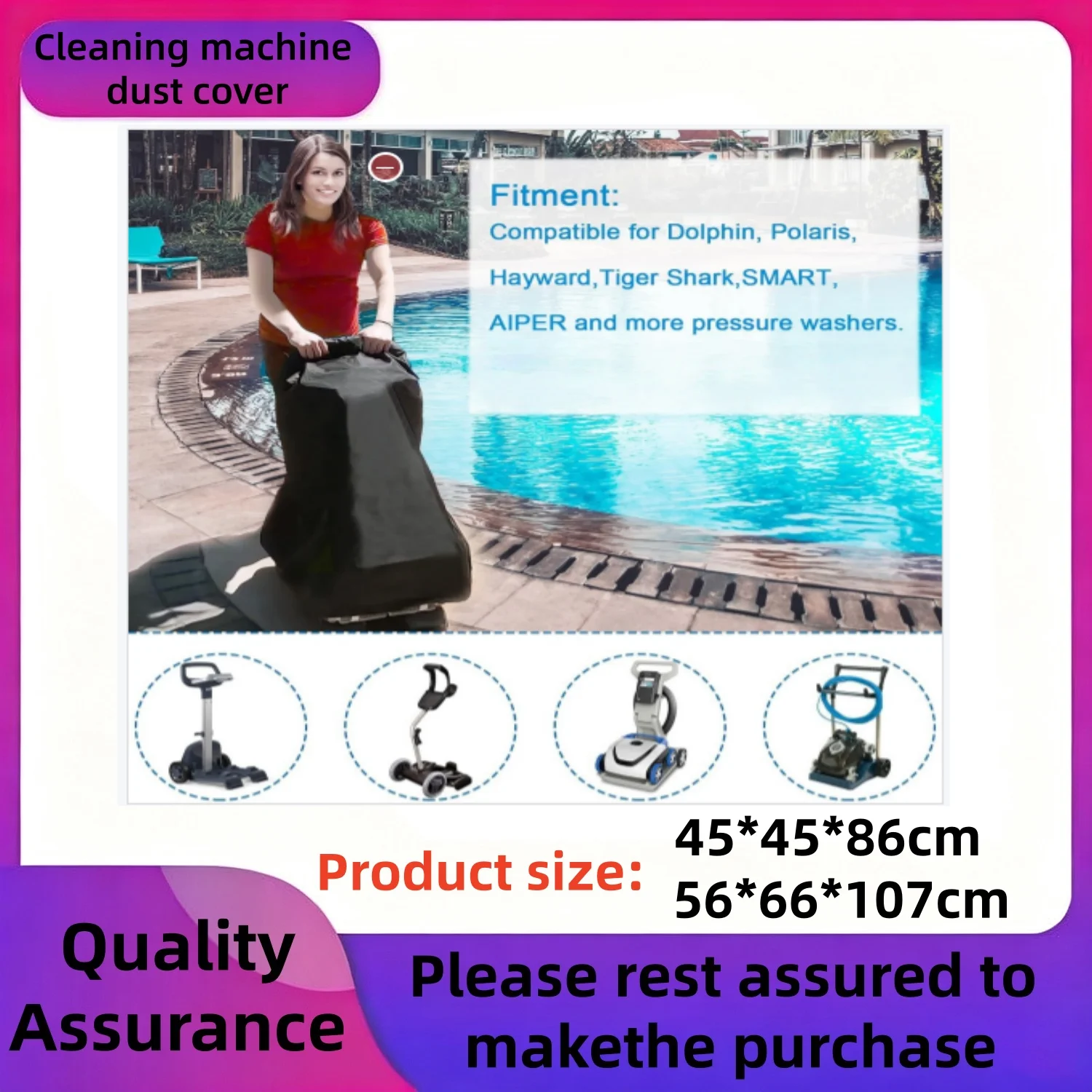 

Robotic Pool Caddy Cover Pool Cleaner Cover Sunproof Waterproof Windproof and Dustproof with Grab