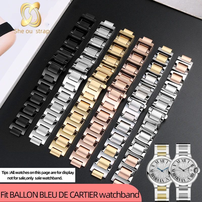 Aço inoxidável com pulseira de relógio masculino e feminino para cartier balão azul pulseira de relógio 14-8mm 16-8mm 18-11mm 20-12mm 22-14mm