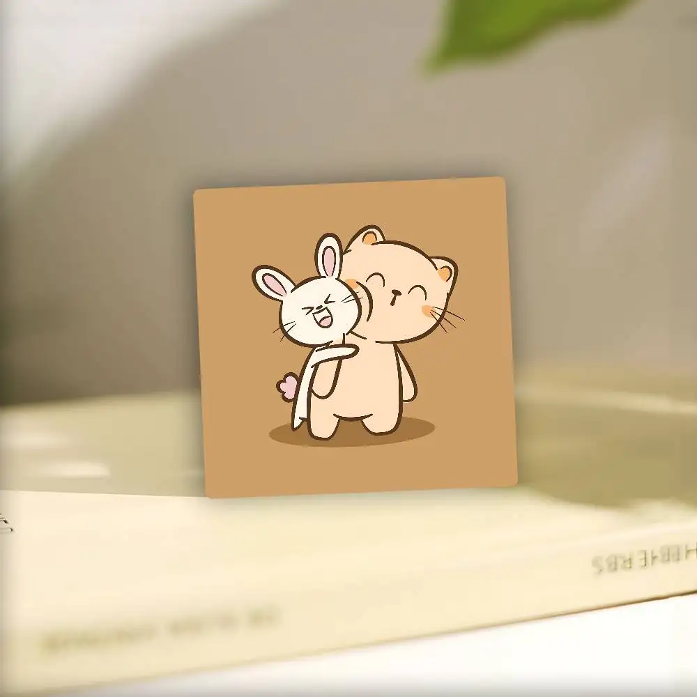 Cat And RabbitS Cartoon Personalized Picture Refrigerator Magnets Square Wedding Favors Magnetic Decoration Craft