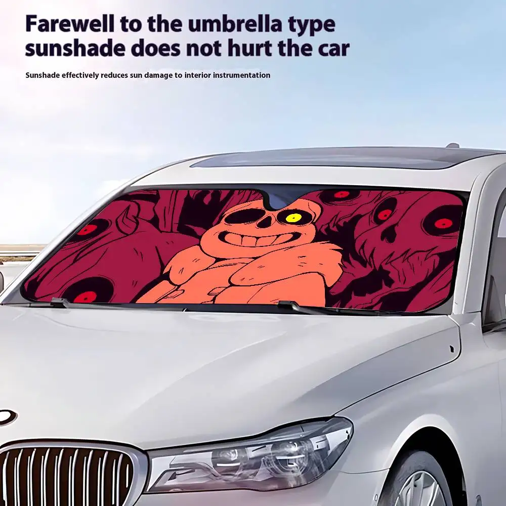 U-Undertale سيارة ظلة غطاء الزجاج الأمامي حماية من الأشعة فوق البنفسجية اكسسوارات السيارات قناع للسيارات