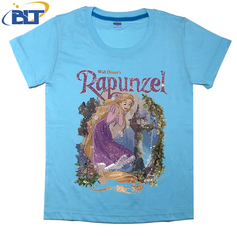 Rapunzel Tangled printed children's clothing kids T-shirt pure cotton short-sleeved casual cartoon tops for boys and girls