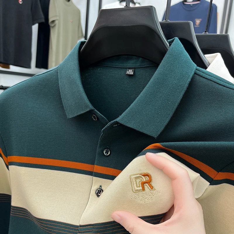 

Autumn and Winter Men's Trend Fringe Offset Printing Business Leisure Korean Version of The Lapel Brand POLO All-match Shirt