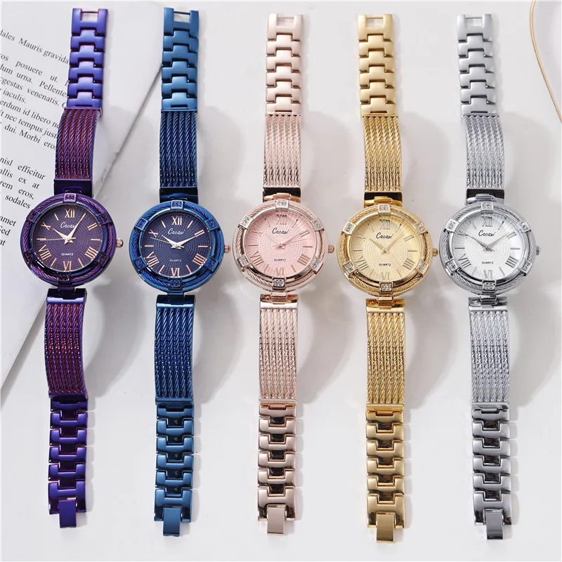 Quartz Watch for Women Retro Elegant Golden Stainless steel Strap Leather Strap Waterproof Simple Style Ladies' Watches