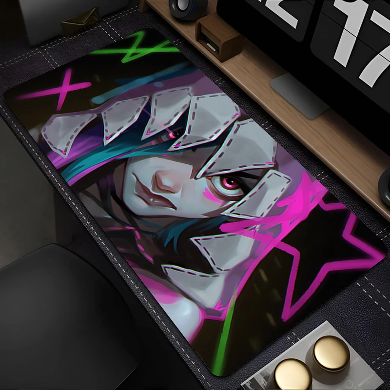 

Mousepad Mouse Pad Gaming Accessories Office Cartoon Keyboard Pad Large Desk Mat PC L-league of Legends Jinx Rubber Extended Pad