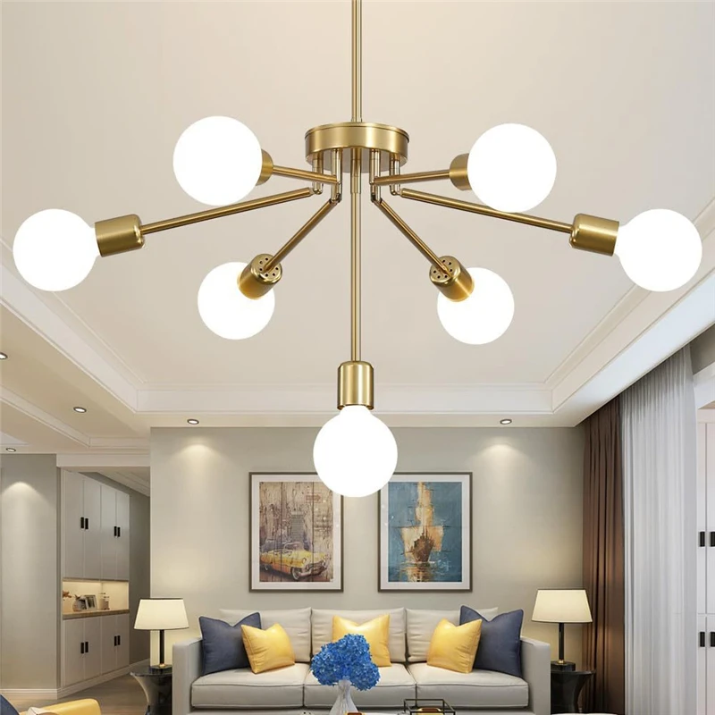 

Nordic Ceiling Chandelier Lamp Restaurant Pendant Lamp 8 Heads Black White Gold for Living Room Modern Home Decor Ceiling Light