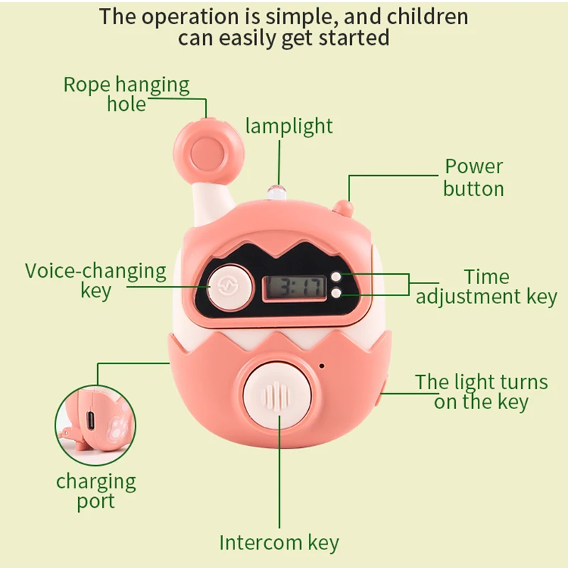 Crianças usb relógio sem fio walkie-talkie brinquedos 300m remoto chamada sem fio walkie-talkie interação pai-filho brinquedos educativos