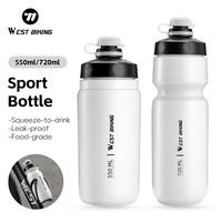 WEST BIKING Bicycle Water Bottle With Dust Cover 550ml&720ml PP5 Outdoor Sports Fitness Running Hiking Cycling Squeeze Bottle