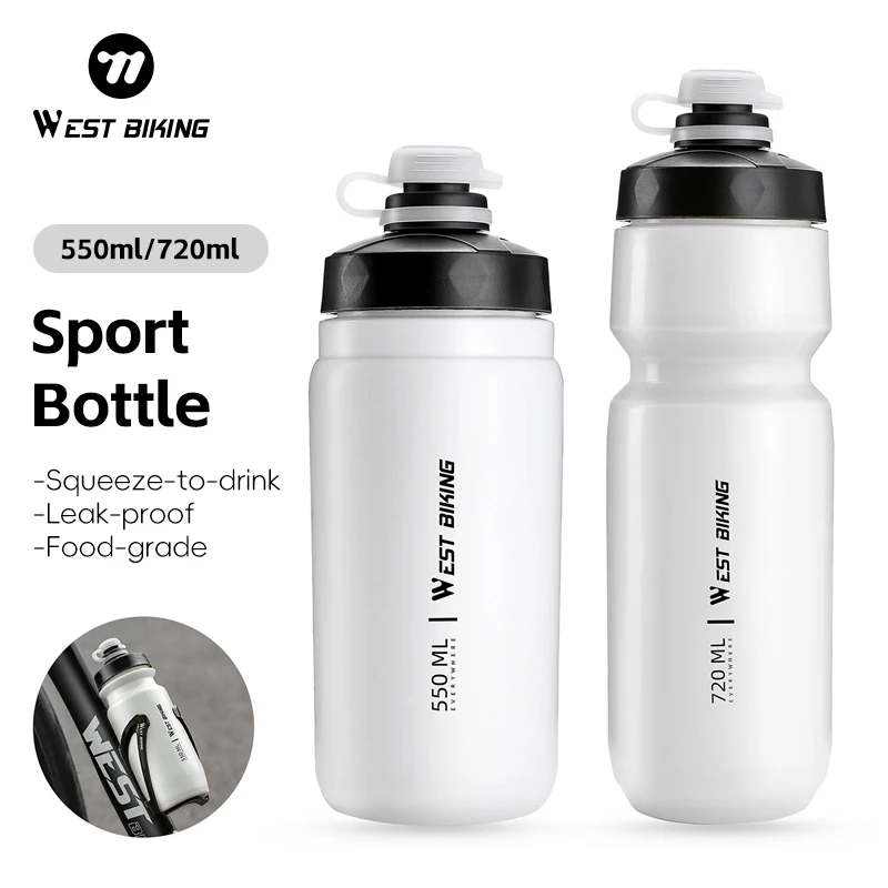WEST BIKING Bicycle Water Bottle With Dust Cover 550ml&720ml PP5 Outdoor Sports Fitness Running Hiking Cycling Squeeze Bottle