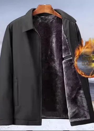 جديد منتصف العام Thiened القطن Jaet للرجال شتاء دافئ Fce اصطف أبي معطف ly ملابس للرجال سليم صالح لون نقي