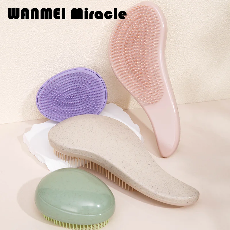 

2 шт., набор волшебных распутывающих щеток для волос, массажная расческа в форме яйца, расческа из пшеничной соломы, антистатическая расческа с краями, инструмент для укладки волос в салоне