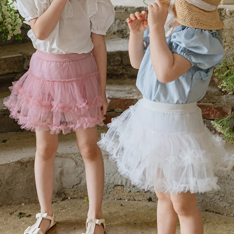 

Girl Skirt 2024 Summer Korean Style Girls Children Princess Soft Yarn Half Skirt Baby Girl Fashion Summer Princess Cake Skirts