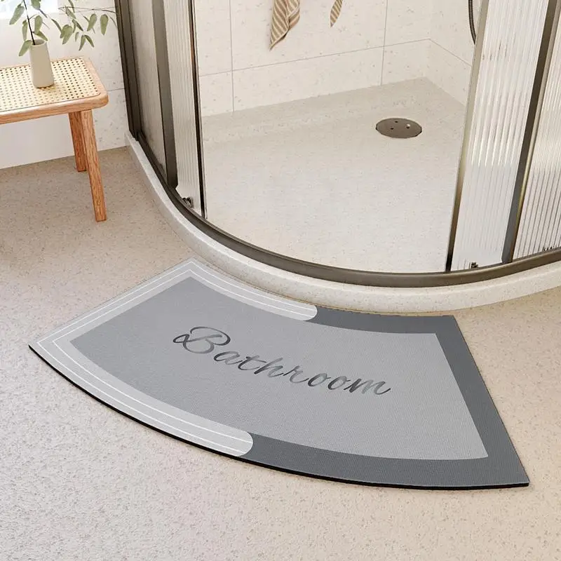 Diatom mud absorbent mat curved fan-shaped bathroom floor mat bathroom door shower room non-slip foot mat quick-drying door mat