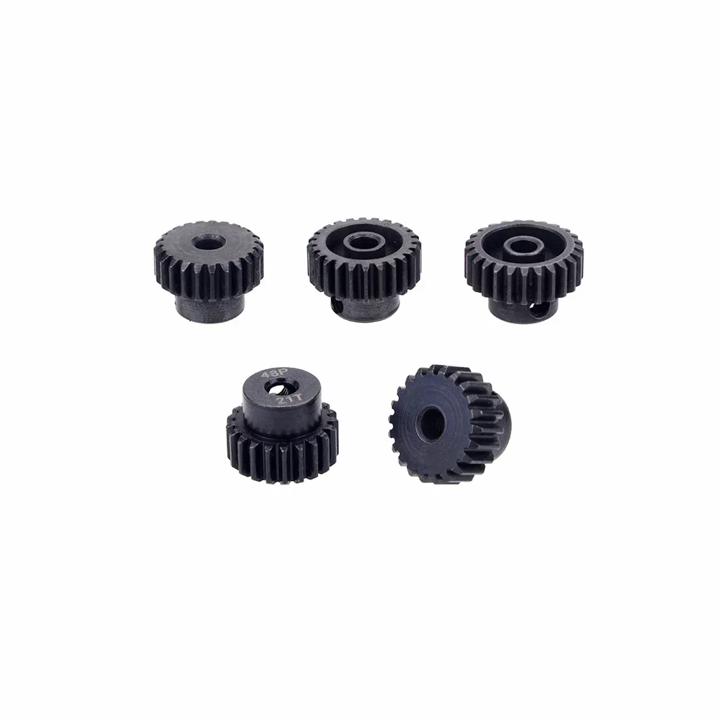 Gigi Motor logam Pinion baja hitam, bagian Motor mainan mobil RC 3.175 1/18 1/16 1/12, 1/10mm, 13T 21T 31T 38T 41T 13 T-41 T