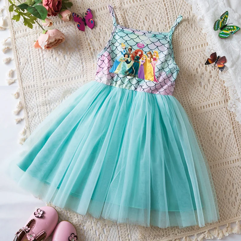 

Snow White Princess Dress Kids Princess Summer Sling Girl Clothes Tutu Princess Dresses Mermaid Beaches Party Birthday Costumes