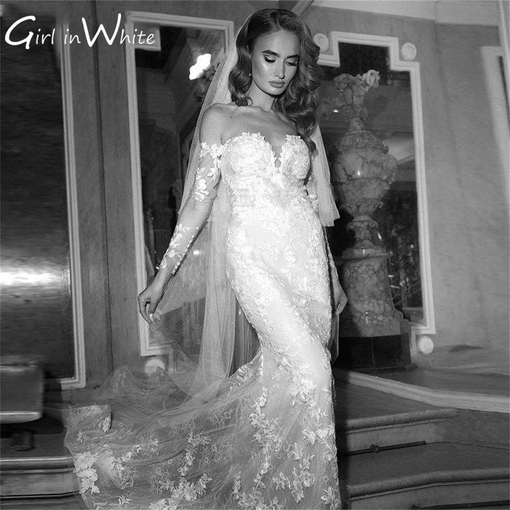 Customized Mermaid Off The Shoulder Wedding Dress Lace Appliques Wedding Gown Court Train Backless Bride Robe vestidos de novia