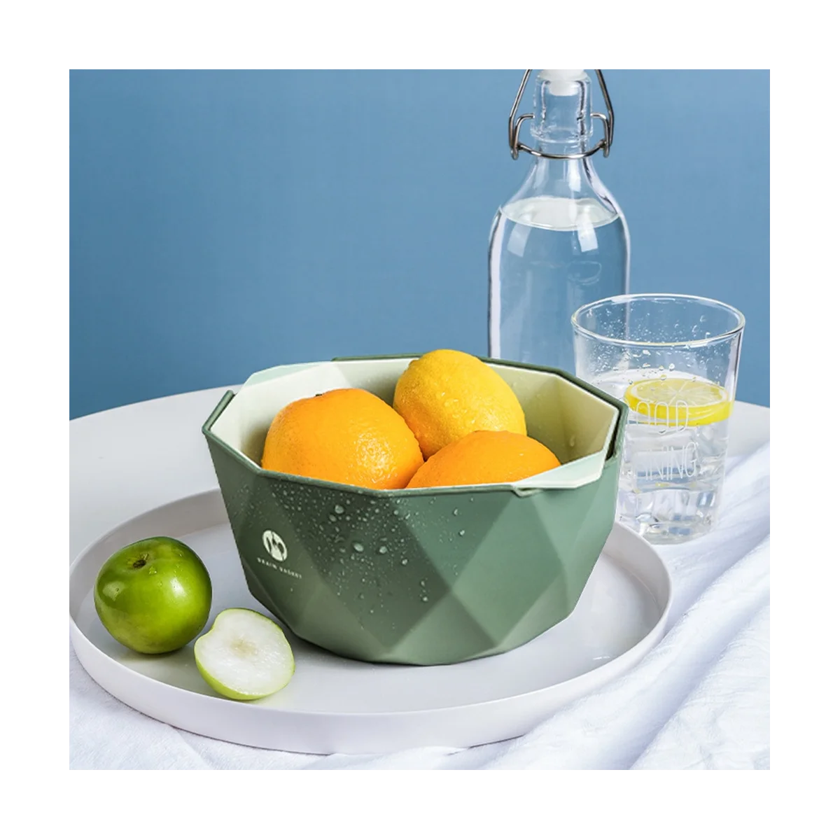 Cesta dupla camada para lavar legumes, esgoto cozinha, bacia de frutas, ferramenta de armazenamento criativo, rosa