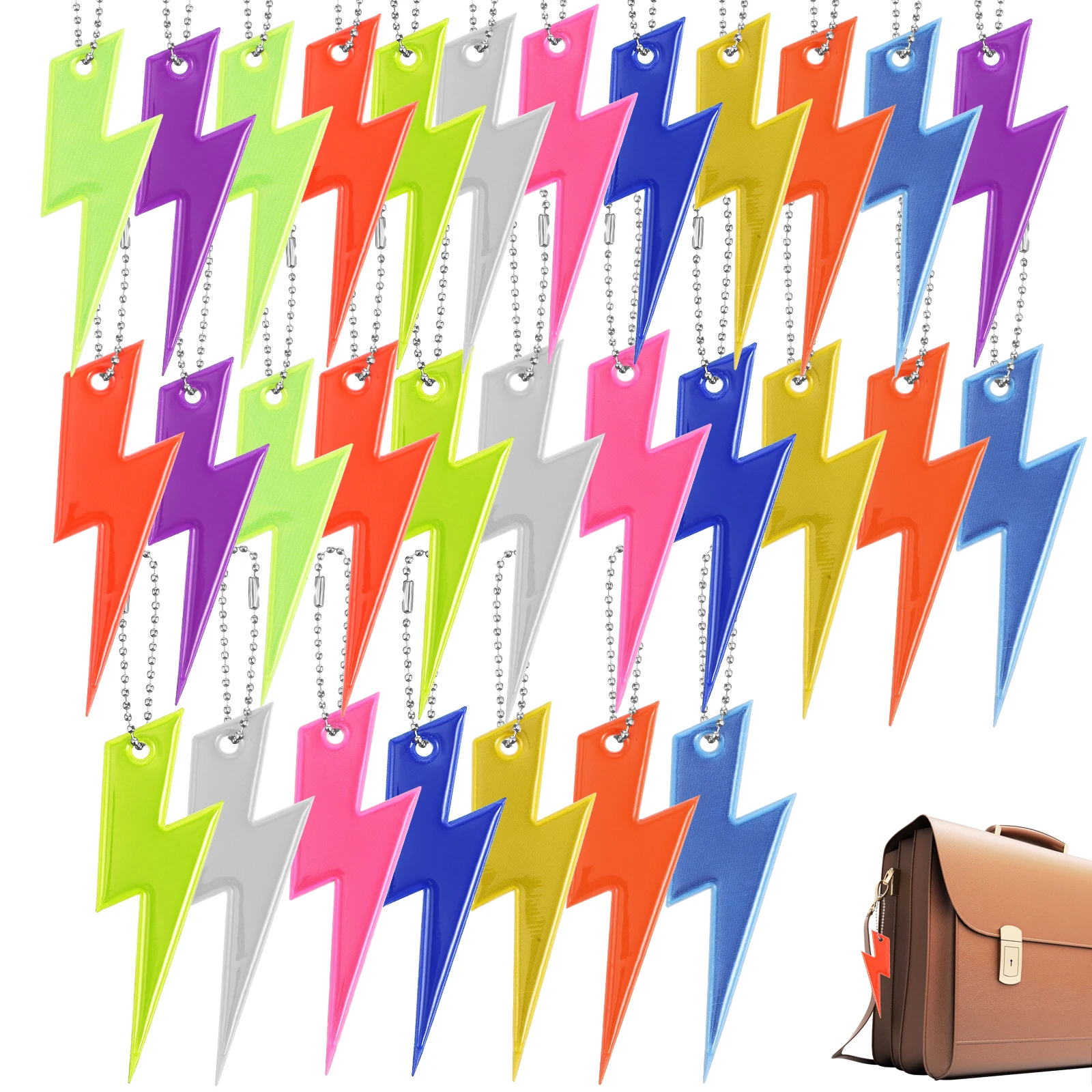 

30 pcs PVC Reflective Hanging Decorations 12 Colors Each Safety Gear Lightweight Compact Design Running Accessories