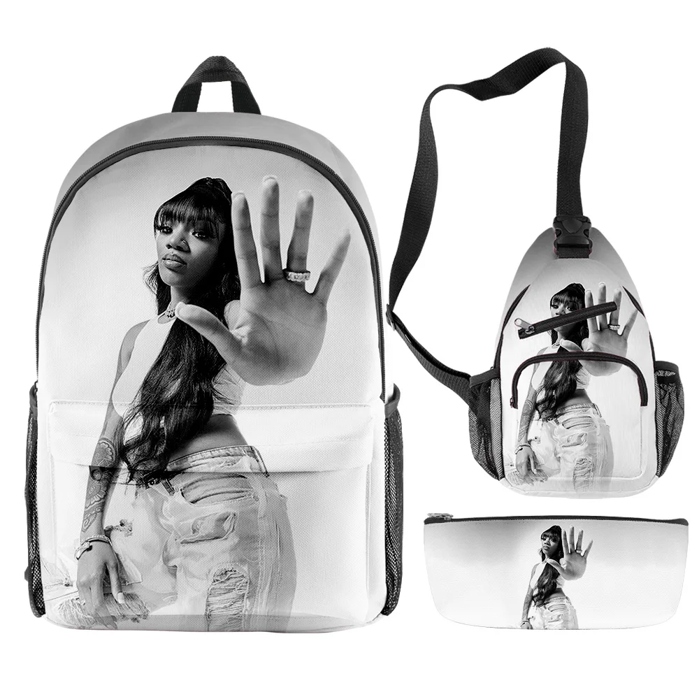 

Harajuku Novelty Cool GloRilla Rapper 3D Print 3pcs/Set pupil School Bags Travel Laptop Backpack Chest Bag Pencil Case