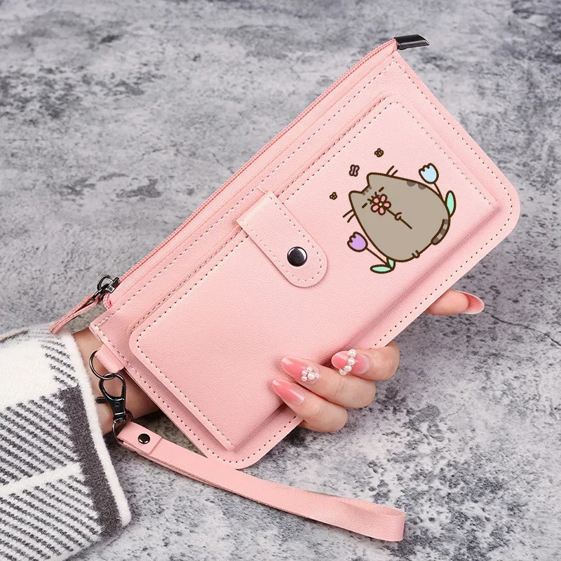 Pusheen Zipper Wallet for Women Card Holder Anime Cute Cat Cartoon Long Coin Purse Girls Birthday Gift Multi-slot Pocket Handbag