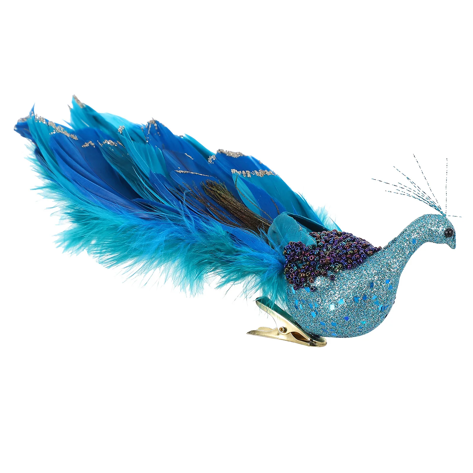 

Xmas Tree Peafowl Decoration Christmas Animal Ornament for Shelf Garden Table Centerpiece Realistic Craft Design