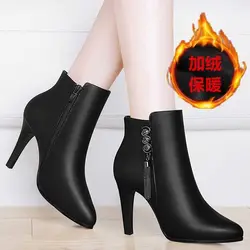 2020Winter Casual Women Pumps Warm Ankle Boots Waterproof High Heels Snow 2020 Shoes Botas Patent Botas Muje