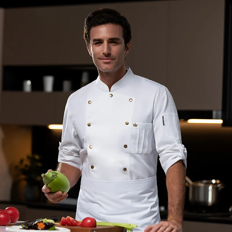 西洋レストランシェフ制服秋冬衣装ケータリングホテル食堂ベーカーケーキショップ作業服長袖