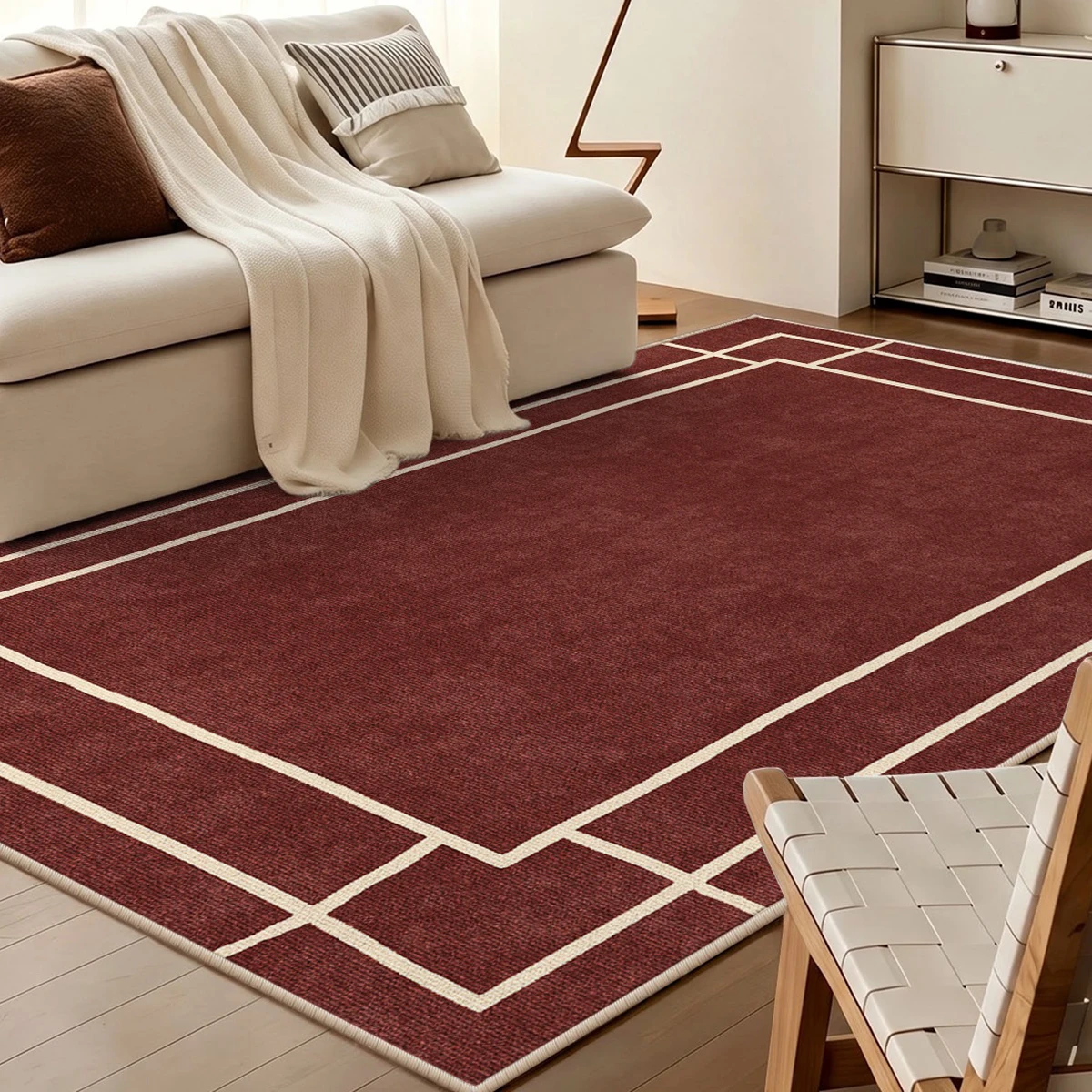 Red Simple Carpet Living Room Large Area Rug Home Decoration Cloakroom Lounge Office Bedroom Rugs Washable Mat Ковер В Гостиную
