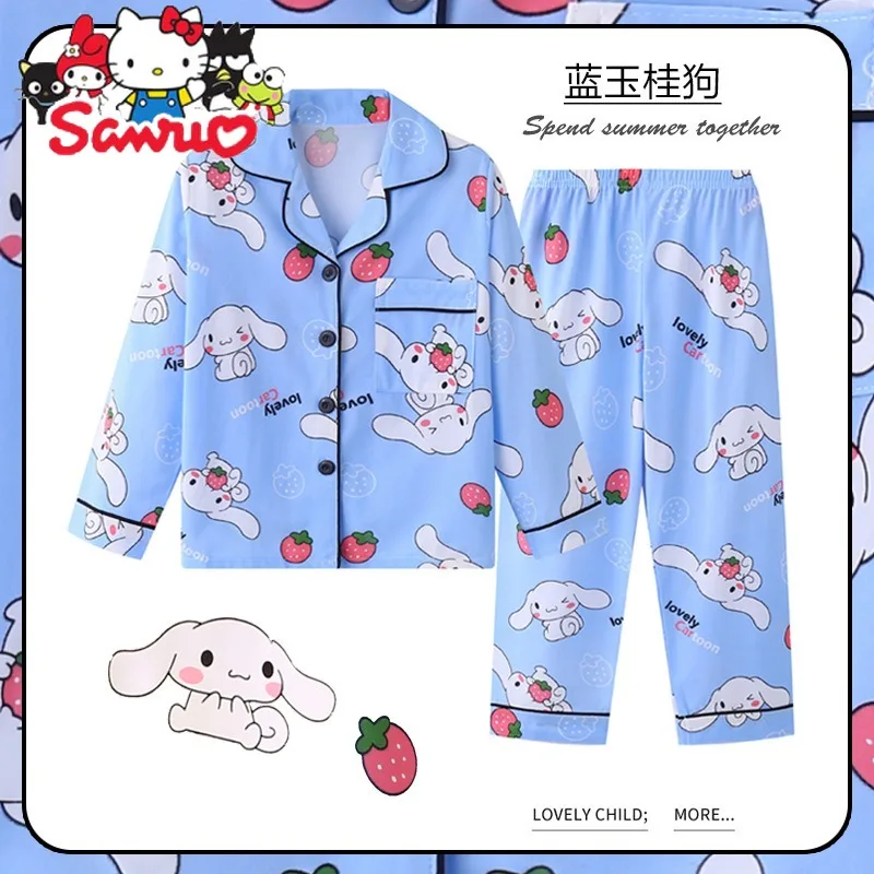 MINISO Melody Kuromi Hello Kitty Cinnamoroll Pochacco-Pijama para niños y niñas, conjunto de bebé Delgado, cárdigan de manga larga, ropa para el hogar