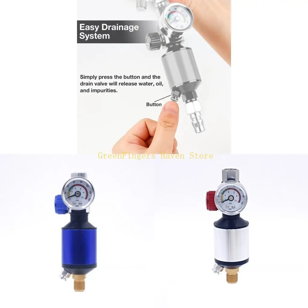 

F68D Air Compressor Regulator Oil Moisture Separator 1/4Inch Inlet and Outlet Air Pressure Regulator For Air Tool Equipment