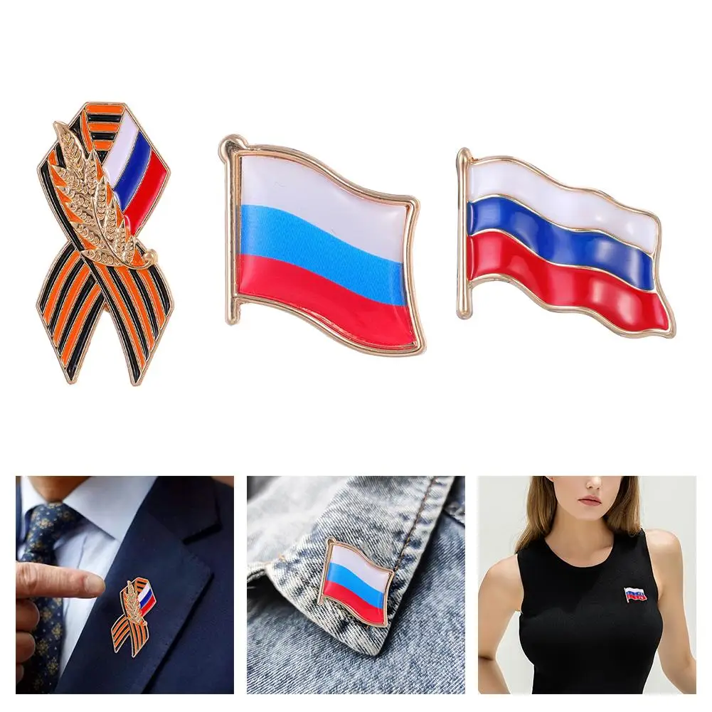 St. George Ribbon Badge Russian Flag Pins Saint George Victory Day Enamel Lapel Pin Maple Memorial Brooch Festive Symbol Pin