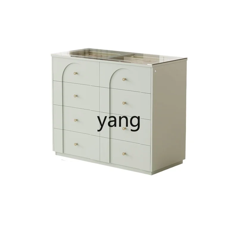 

LXL Green Chest of Drawers Storage Integrated Cloakroom Bedroom Jewelry Curio Cabinet with Glass