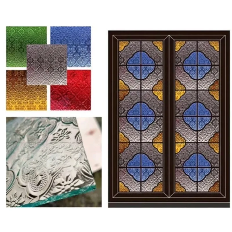 Dome ceiling art painting, colored inlaid glass