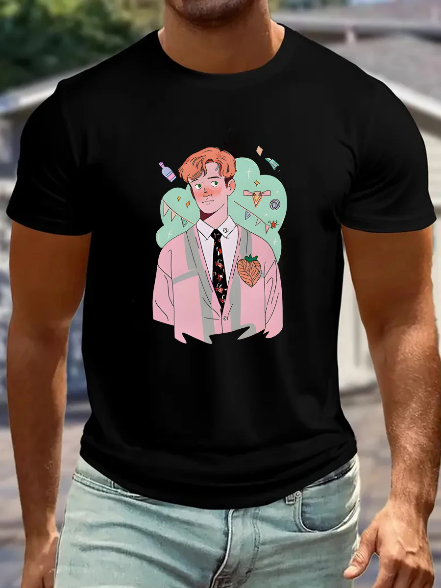 تي شيرت صيفي غير رسمي تي شيرت مغسول تي شيرت فضفاض كبير الحجم بأكمام قصيرة مع أنماط فريدة من نوعها عصرية وممتعة #2