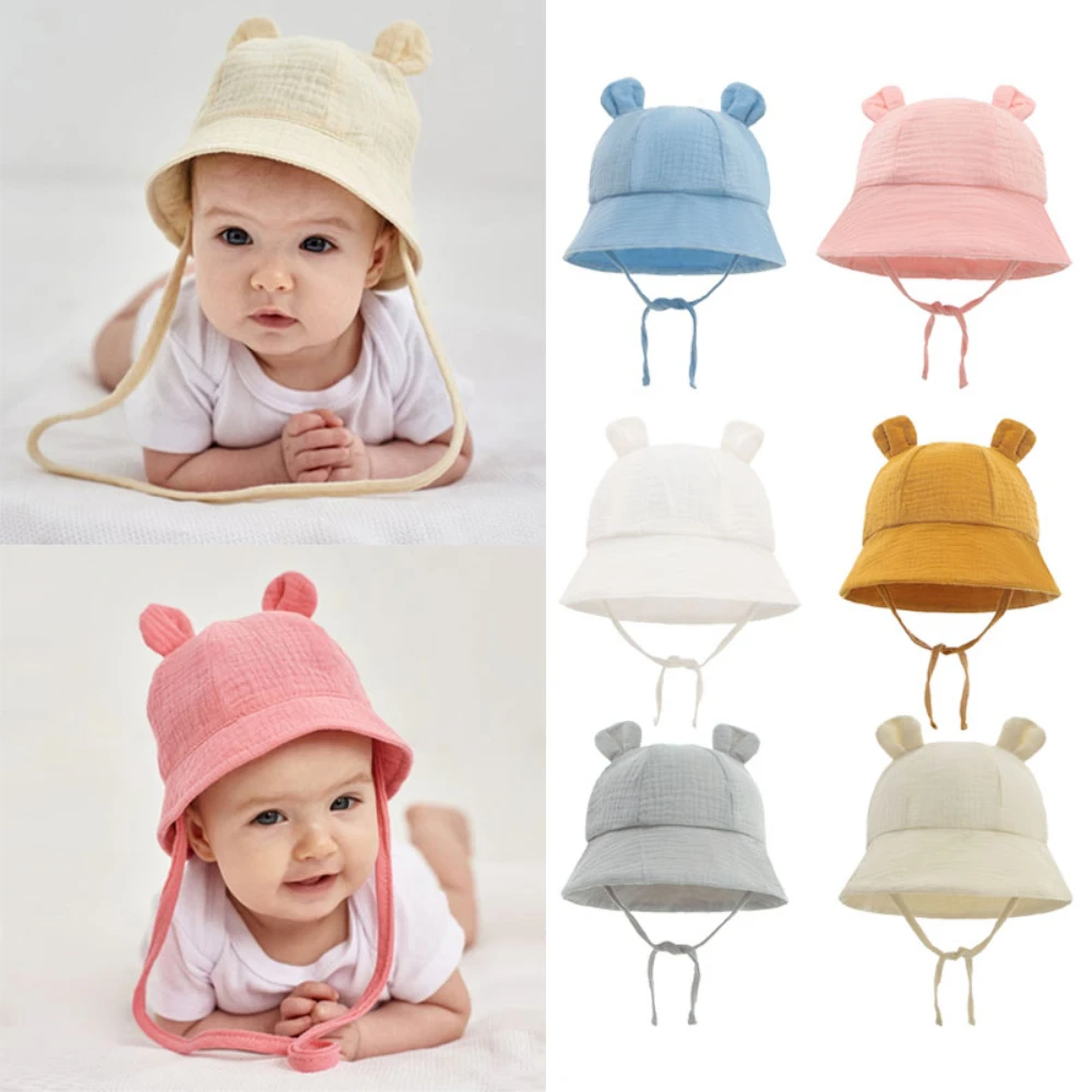 Spring Autumn Solid Color Soft Baby Bucket Hat Cotton Fisherman Hats Kids Summer Toddler Boys Girls Panama Sun Cap 2022 New