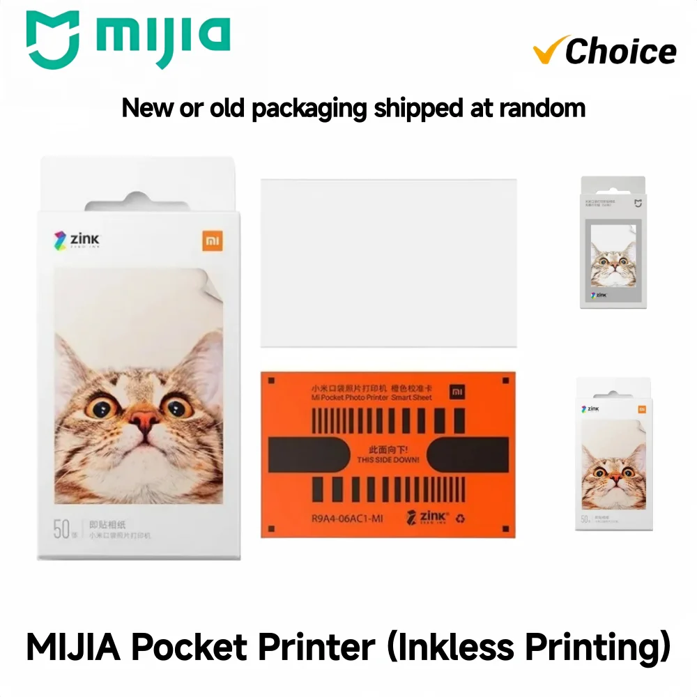Mijia ZINK Pocket Photo Paper 3Inch Self-Adhesive Instant Print No Ink Needed for Mi Pocket Printer 1S 50 Sheets 1 Pack