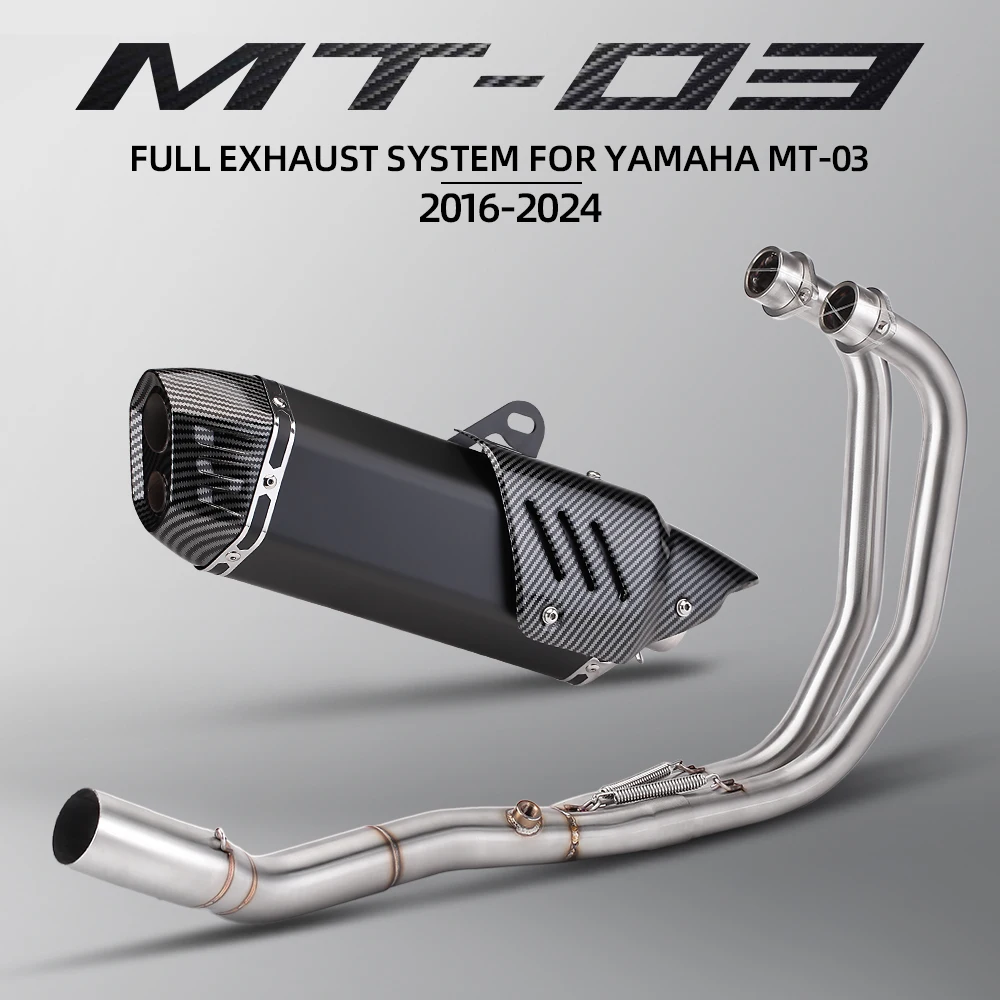 

For YAMAHA MT03 R3 MT25 R25 2015-2026 Motorcycle Exhaust Full System Escape Front Link Pipe Dual Outlet Muffler