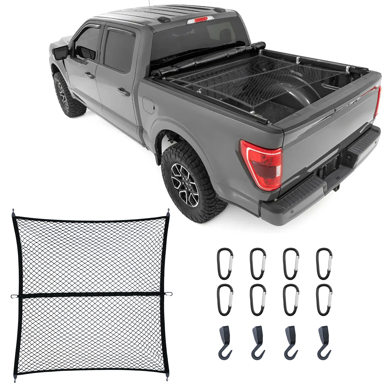 Highly Elastic Cargo Net For Pickup Trucks FOR Ford Ranger Stretchable Mesh Organizer for Light Loads Camping Trip Luggage