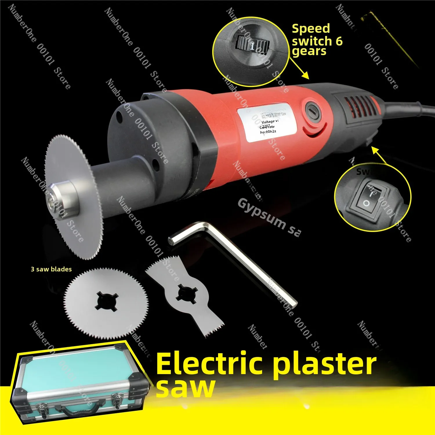 equipment, electric plaster saw, vibrating saw 3 blades, continuously variable speed removable polymer material bandage