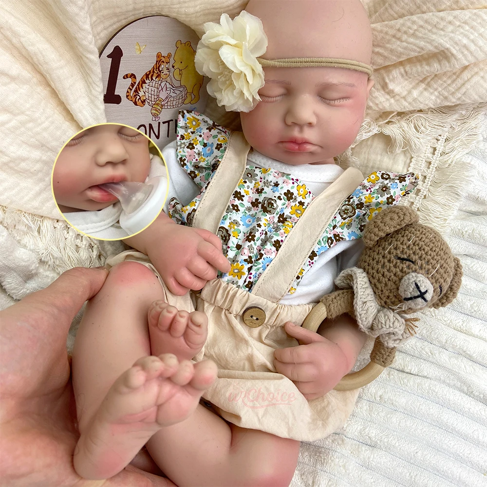 

20Inch Realistic Features Can Open Mouth Loulou Full Solid Lifelike Silicone Reborn Baby Waterproof Artist’s Prop for Hobbyists