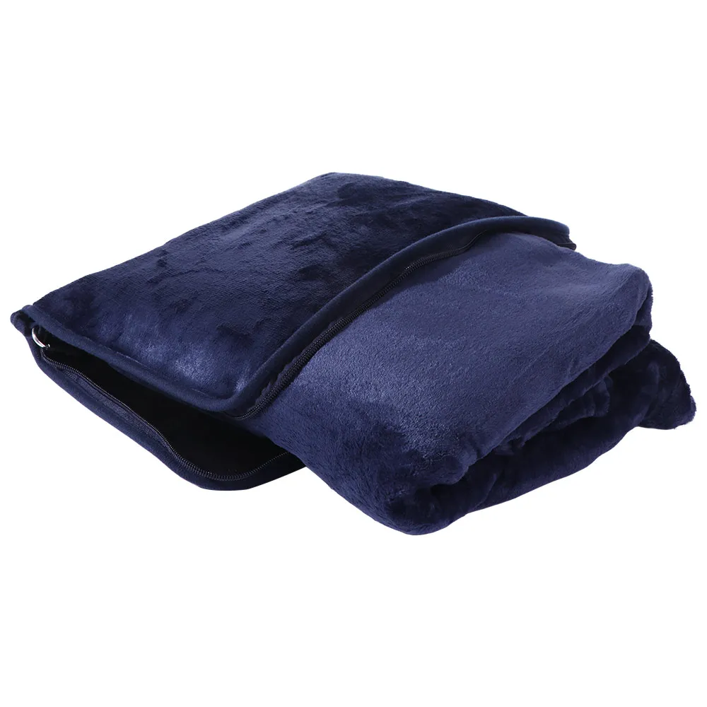 2 in 1 Travel Pillow and Blanket Set Warm Portable Nap Quilt Flannel with Storage Bag Soft Throw Pillow Household