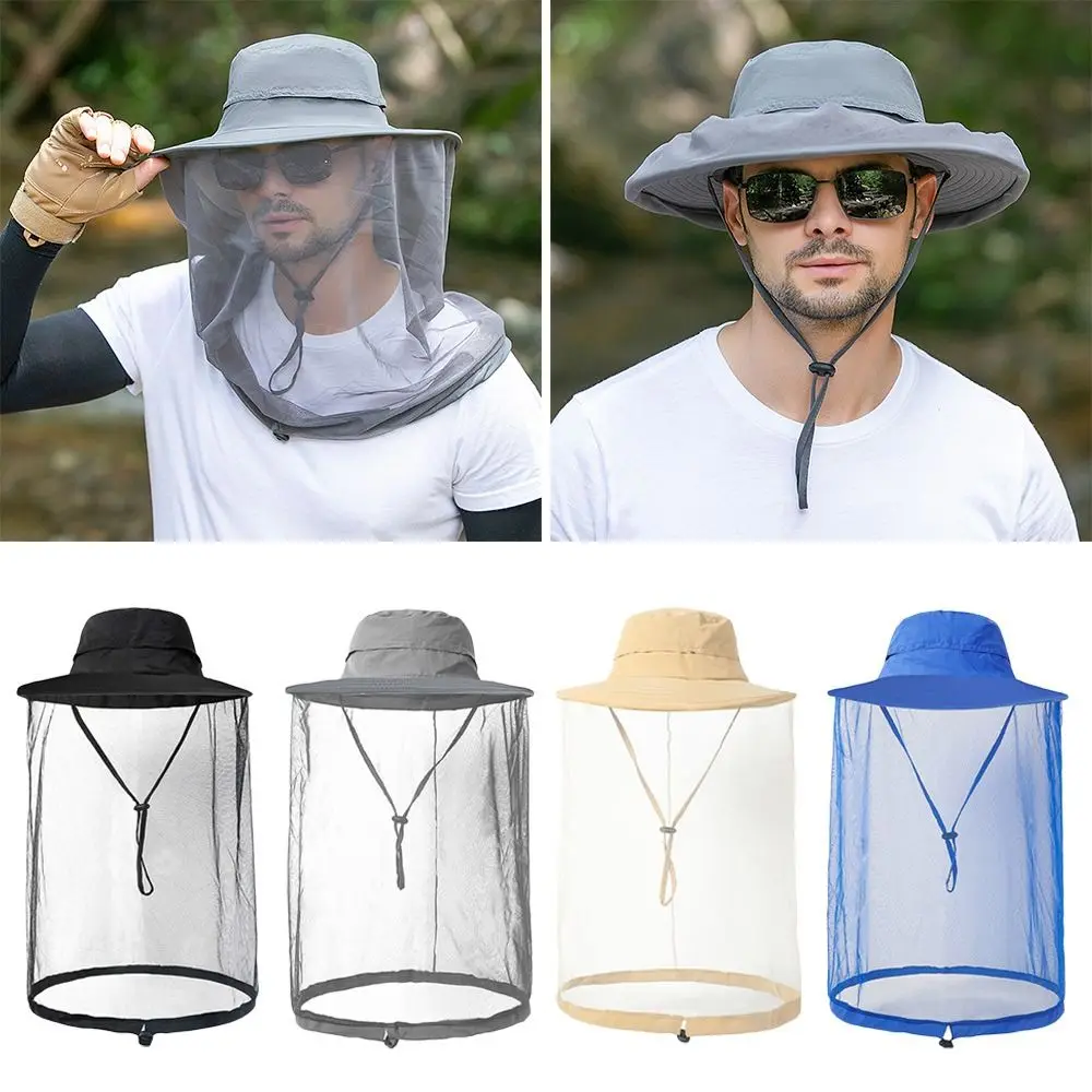 

Breathable Mosquito Hat Fashion Outdoor Quick Drying Bucket Hat Face Neck Protection Summer Fishing Sun Cap Jungle Farm