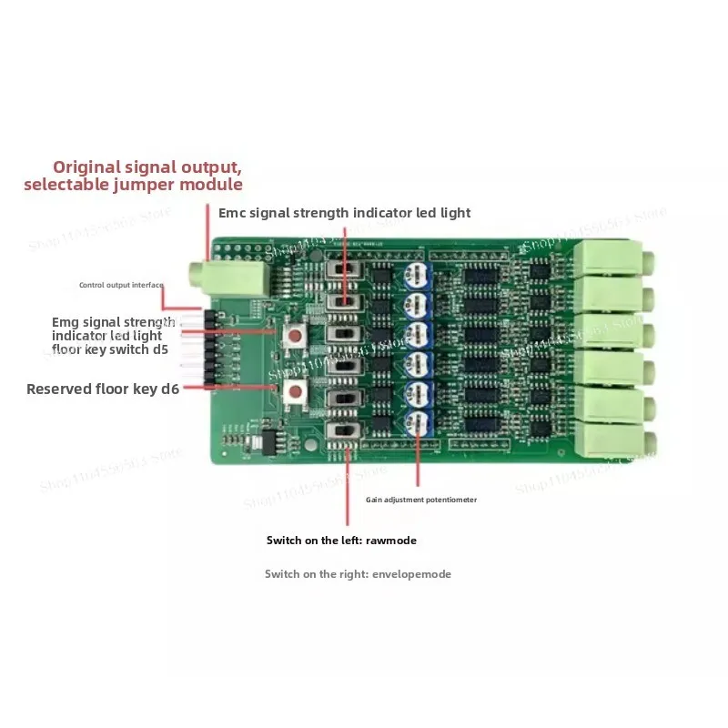 6-Channel EMG Muscle Signal Sensor Module for Robot Hand Control, Myoelectric Detection & Human-Machine Interaction