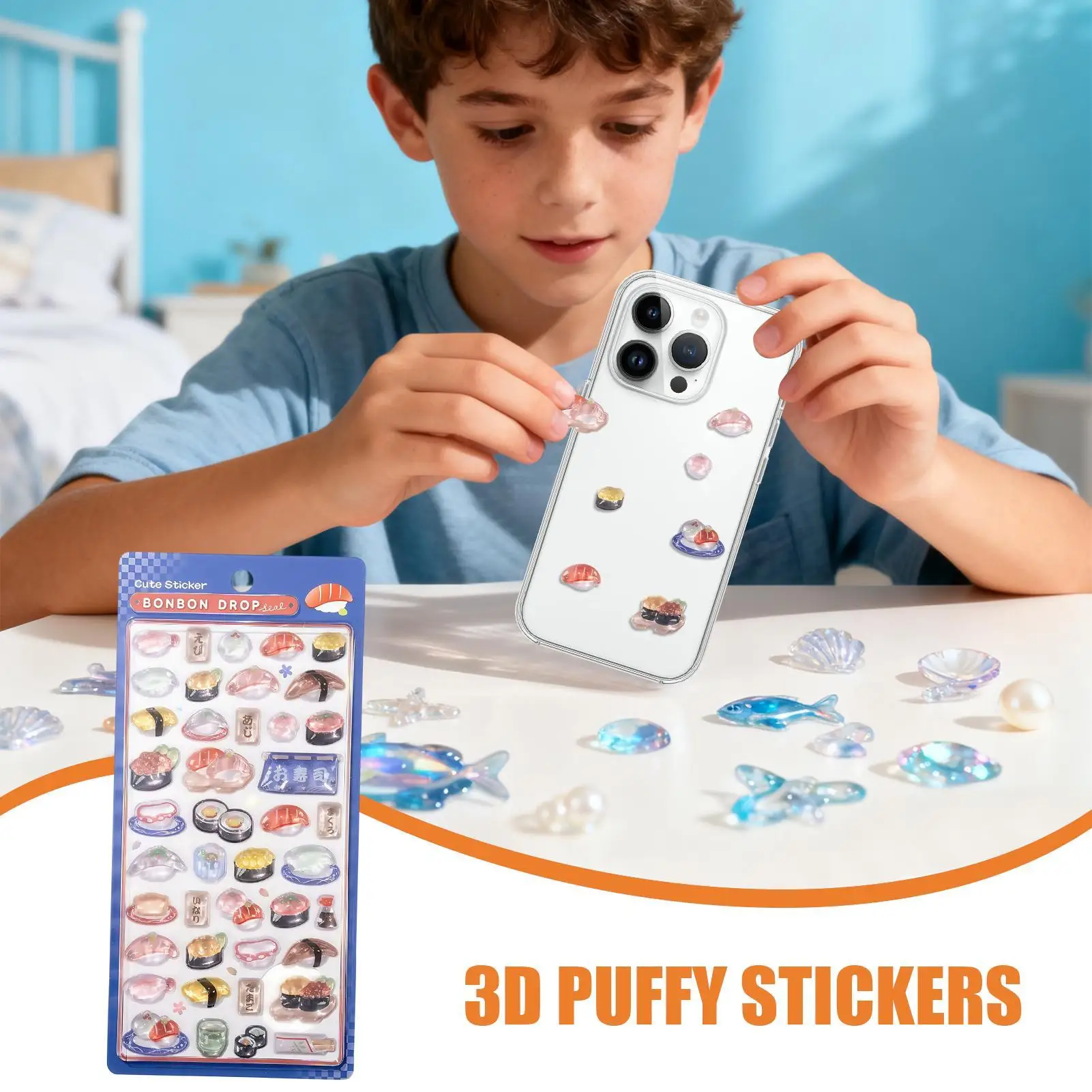 3D Cartoon Relief Sticker Assorted Style 3D Cartoon Relief Sticker Japanese style Shiba Inu sushi DIY Crystal Jelly Patch