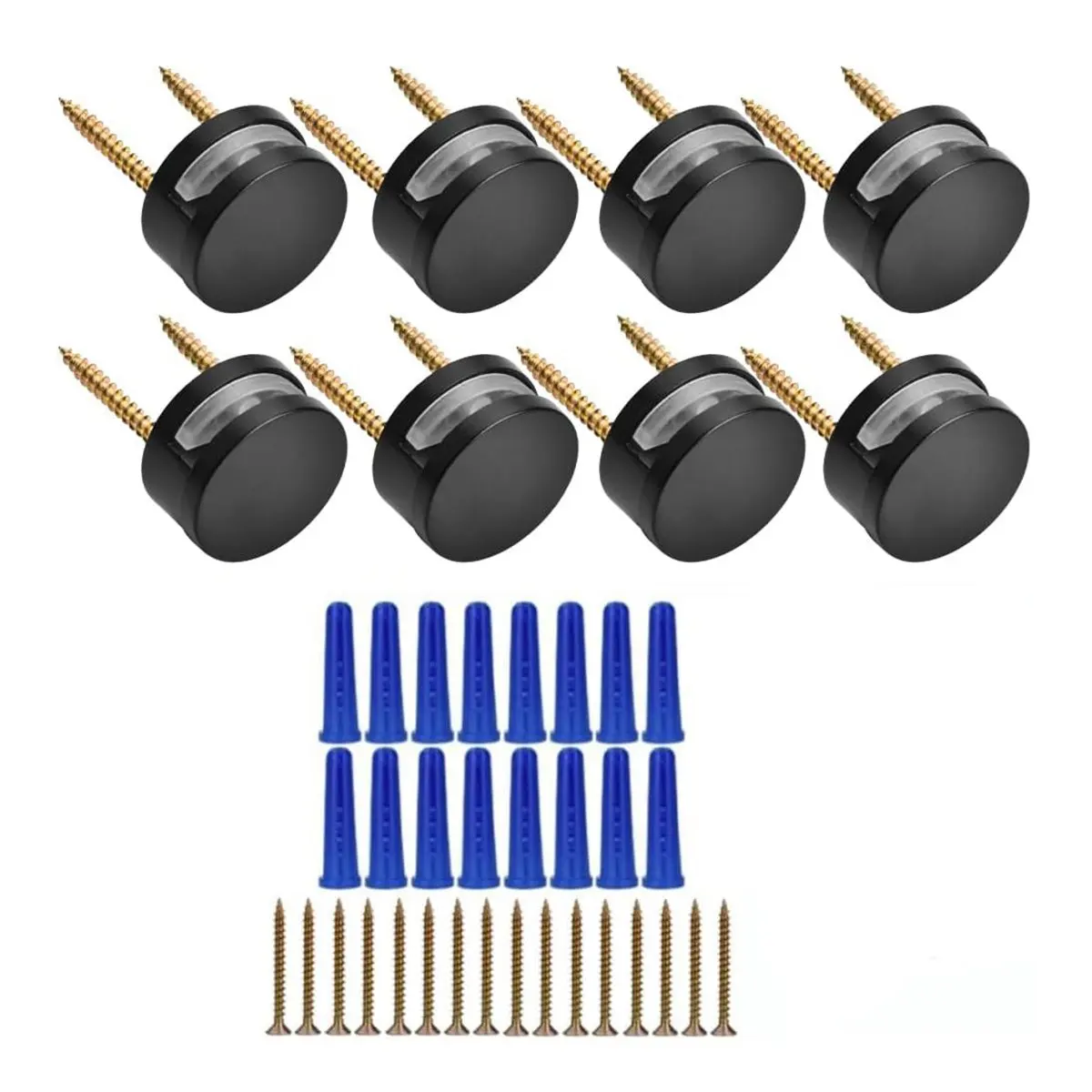 ABJY – matériel de montage de miroir sans cadre, 3-5mm, paquet de 8, Kit de montage de miroir de fixation à double vis avec vis et ancres noires